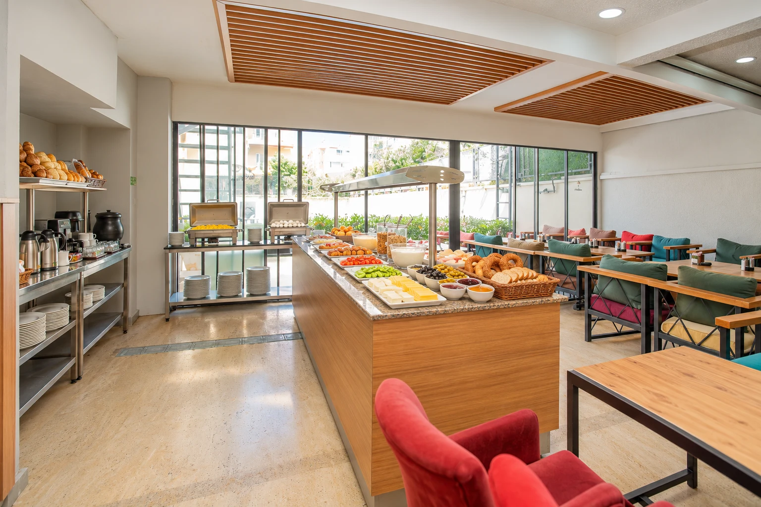 Sava Hotel restoranında açık büfe kahvaltının yapay zekâyla hazırlanmış temsili görseli